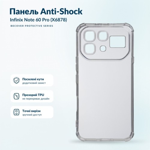 Чохол до мобільного телефона BeCover Anti-Shock Infinix Note 60 Pro (X6878) Clear (716082)