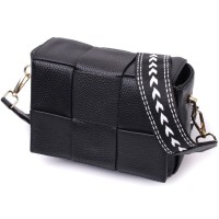 Сумка Vintage Жіноча з плетіннями з натуральної шкіри Чорна (22313)