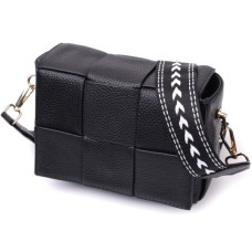 Сумка Vintage Жіноча з плетіннями з натуральної шкіри Чорна (22313)
