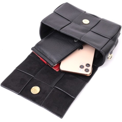 Сумка Vintage Жіноча з плетіннями з натуральної шкіри Чорна (22313)