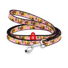 Повідець для котів WAUDOG Nylon "Авокадо на рожевому" Ш 10 мм Д 122 см (369-4051)