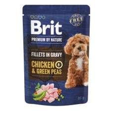 Вологий корм для собак Brit Premium Fillets in Gravy Chicken & Green Peas для малих порід 85 г (8595602572434)
