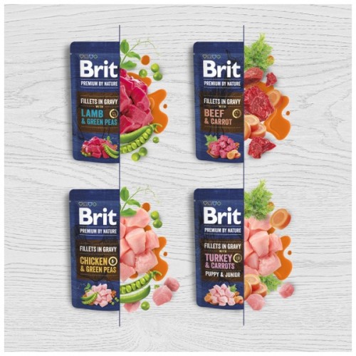 Вологий корм для собак Brit Premium Fillets in Gravy Chicken & Green Peas для малих порід 85 г (8595602572434)