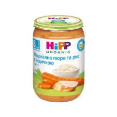 Дитяче пюре HiPP Індичка з ніжним рисом та морквою 220 г (1223761)