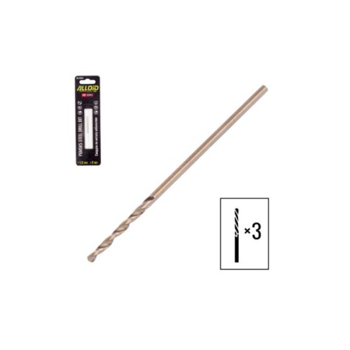 Свердло Alloid Pro, по металу, кобальтове, 1.0мм, Р6М5К5, 3шт. (DB-35010)