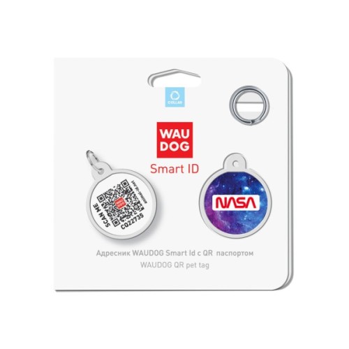 Адресник для тварин WAUDOG Smart ID з QR паспортом "NASA21", коло 25 мм (0625-0148)