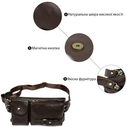 Сумка Vintage Поясна чоловіча Коричнева (14747)