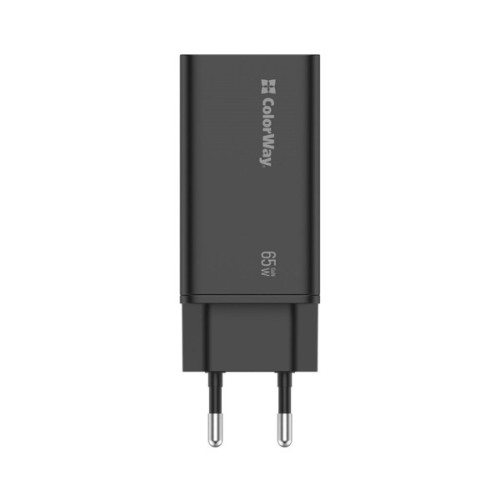 Зарядний пристрій ColorWay GaN3 Pro Power Delivery (USB-A + 2 USB TYPE-C) (65W) (CW-CHS039PD-BK)