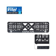 Рамка номерного знака Vitol з рельєфним написом DACIA (RN-VCH-15650-SR-DC-BN)