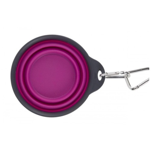 Посуд для собак Dexas Дорожня складна миска Тревел Кап з карабіном велика 480 мл (пурпурна) (0084297309169)