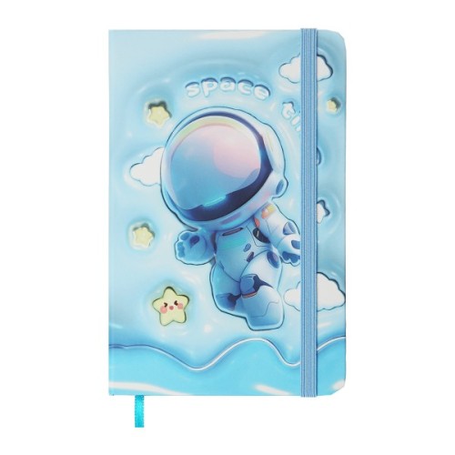 Книга записна ZiBi ASTRONAUT A6 в клітинку тверда обкладинка на гумці 80 аркушів, блакитна (ZB.116104)