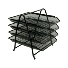 Лоток для паперів Axent горизонтальний 4-в-1, металевий, чорний (2129-01-A)