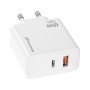 Зарядний пристрій Grand-X GaN 1xUSB-C + 1xUSB 65W PD3.0 QC4.0 AFC SCP FCP white (CH-960W)