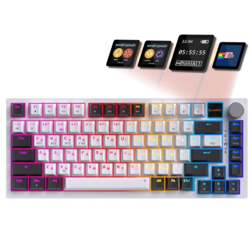 Клавіатура GamePro Asgard Valhalla Pro QLAB Sakura Switch RGB Bluetooth/Wireless/USB-C UA White (MK160-W-D-QS-PRO)