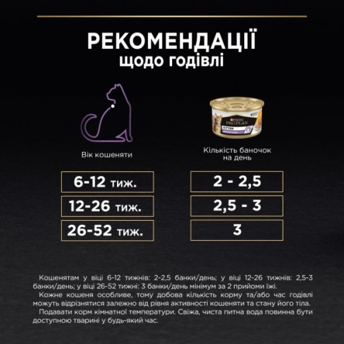 Вологий корм для кішок Purina Pro Plan Kitten З куркою 85 г (8445290673688)