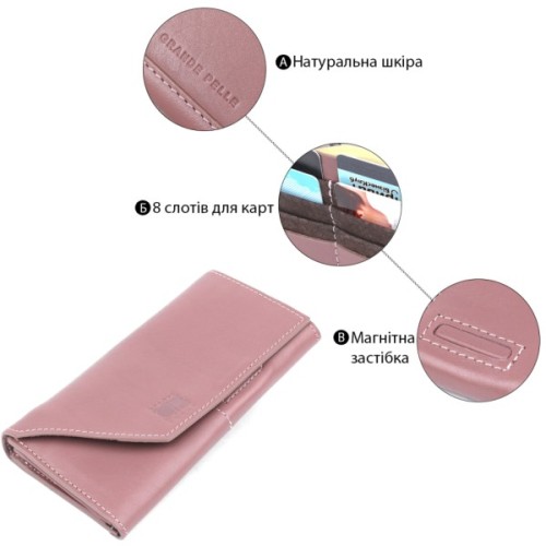 Гаманець Grande Pelle Шкіряний Рожевий (11577)