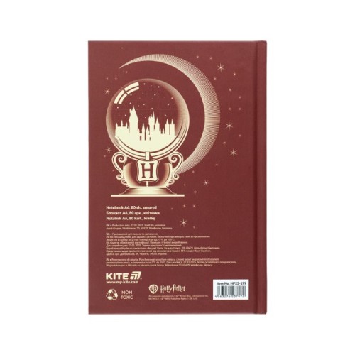 Блокнот Kite А6 Harry Potter, тверда обкладинка, 80 аркушів, клітинка (HP25-199)