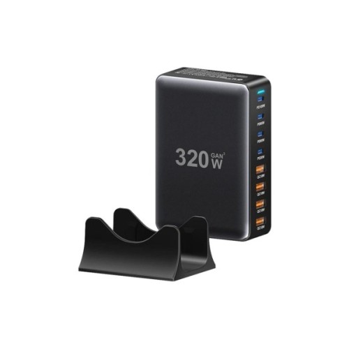 Зарядний пристрій Essager 4xUSB-C + 4xUSB 320W GaN (EZC320W-QJB0G-Z)