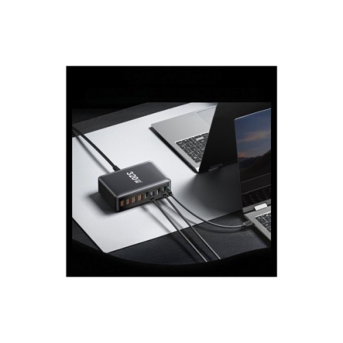 Зарядний пристрій Essager 4xUSB-C + 4xUSB 320W GaN (EZC320W-QJB0G-Z)