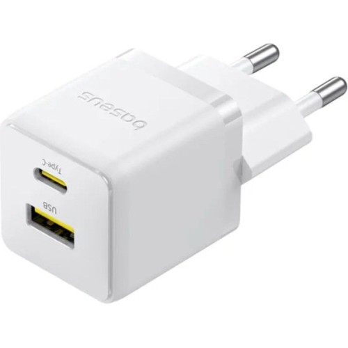 Зарядний пристрій Baseus 1xUSB-C 30W + 1xUSB white (P1011160A213-00)