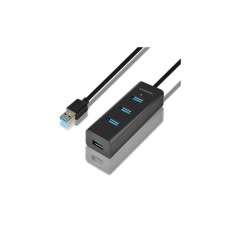 Концентратор AXAGON USB 3.1 to 4xUSB 3.0 1.2m + cable USB to Micro 5P black (HUE-S2BL)