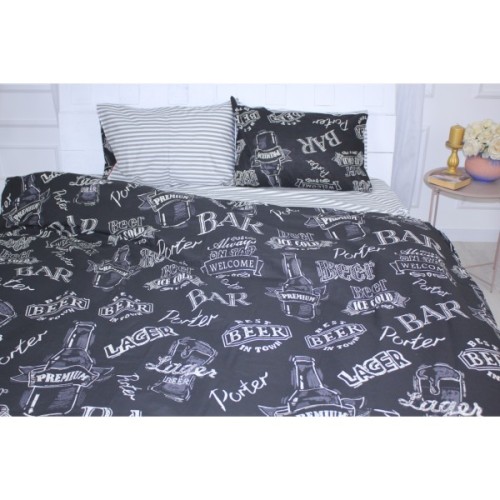 Постільна білизна MirSon Бязь 17-0510 Beer Bar blac Євро (2200003630701)