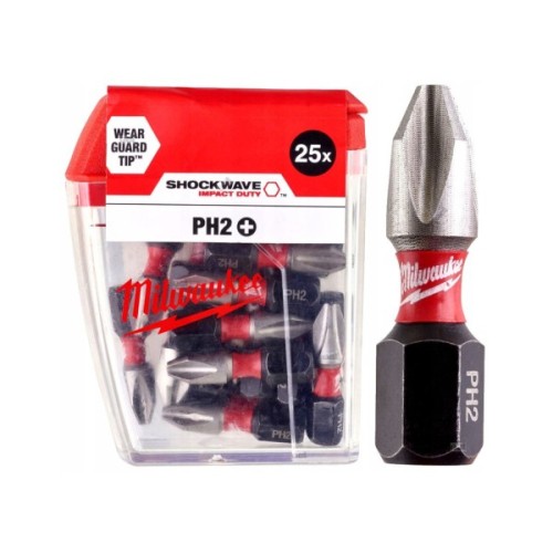 Набір біт Milwaukee SHOCKWAVE, PH2, 25мм, 25шт (4932430853)
