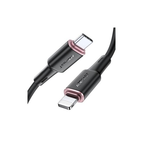 Дата кабель USB-C to Lightning 1.2m 3A 20W silicon black Acefast (6974316280644)
